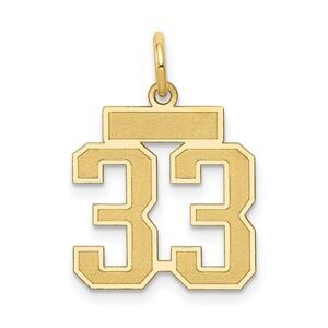 14k Yellow Gold, Jersey Collection, Small Number 33 Pendant